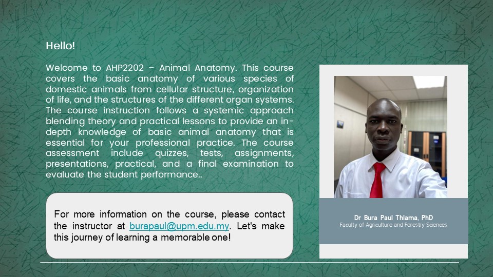 AHP2202-1: ANATOMI HAIWAN(ANIMAL ANATOMY)